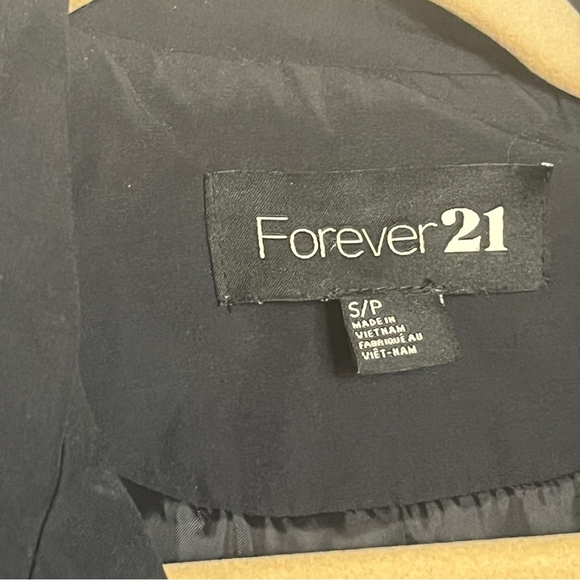 Forever 21 F21 Navy Blue Short Trench Raincoat Jacket w Belt, Size Small - Picture 10 of 10